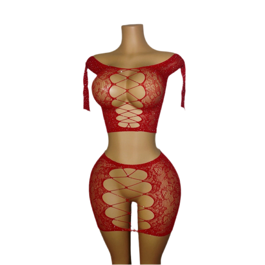 Alaïa Fishnet Set - Red