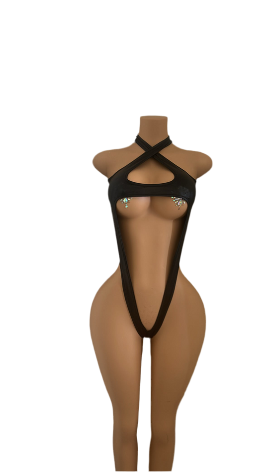 Black Halter Bodysuit