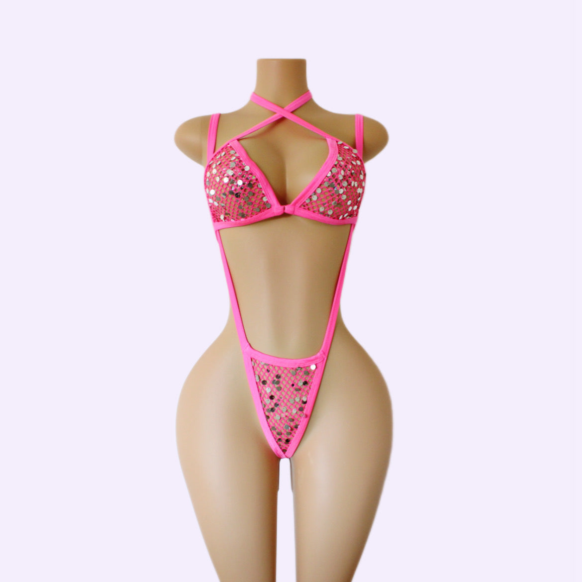 Exotic Dancewear Net Slingshot - Strawberry