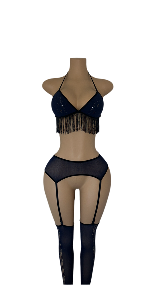 Dark blue stockings set 2 piece