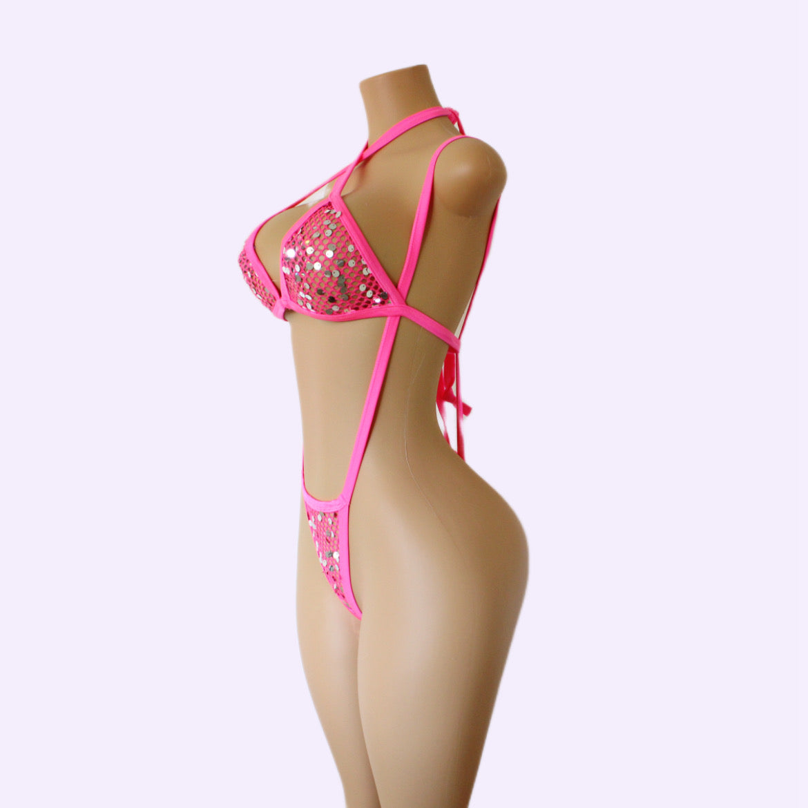 Exotic Dancewear Net Slingshot - Strawberry